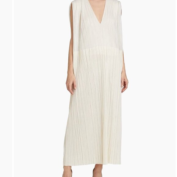Jil Sander V-Neck Pleated Midi Dress US 4 - Picture 1 of 9